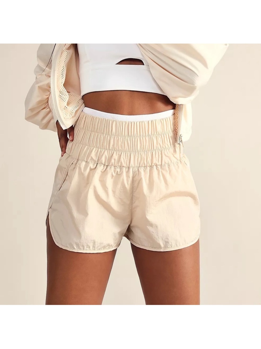Free People Cream Athletic Shorts